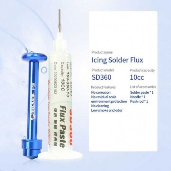 خمیر فلاکس حرفه ای 10cc سرنگی Mechanic مدل SD360 به همراه پوشر فلزی