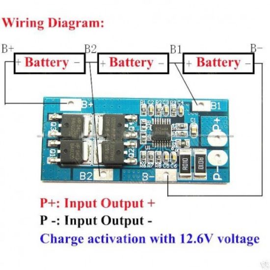 ماژول شارژ و دشارژ BMS باتری لیتیومی 3 سل 10 آمپر مدلD01