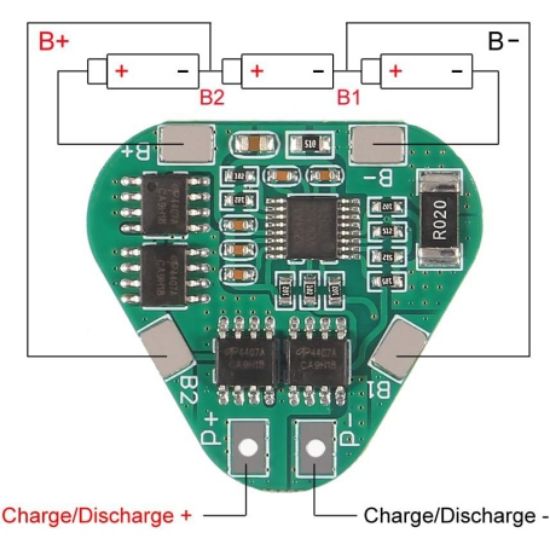 ماژول شارژ و دشارژ BMS باتری لیتیومی 3 سل 8 آمپر مدل HX-3S-03
